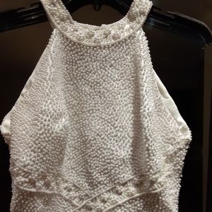 White beaded sleeveless maxi wedding dress